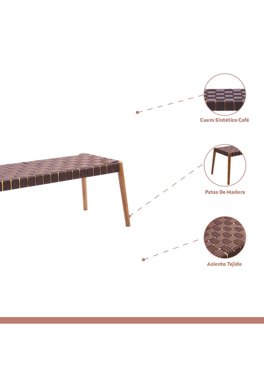 Banqueta Austral 120cm - Cinta Tejida de Nailon café-2