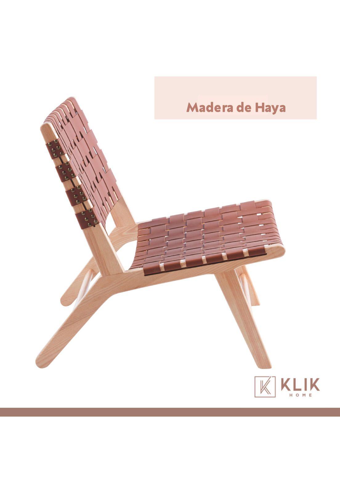 Butaca sitial Austral de madera y cuero-6