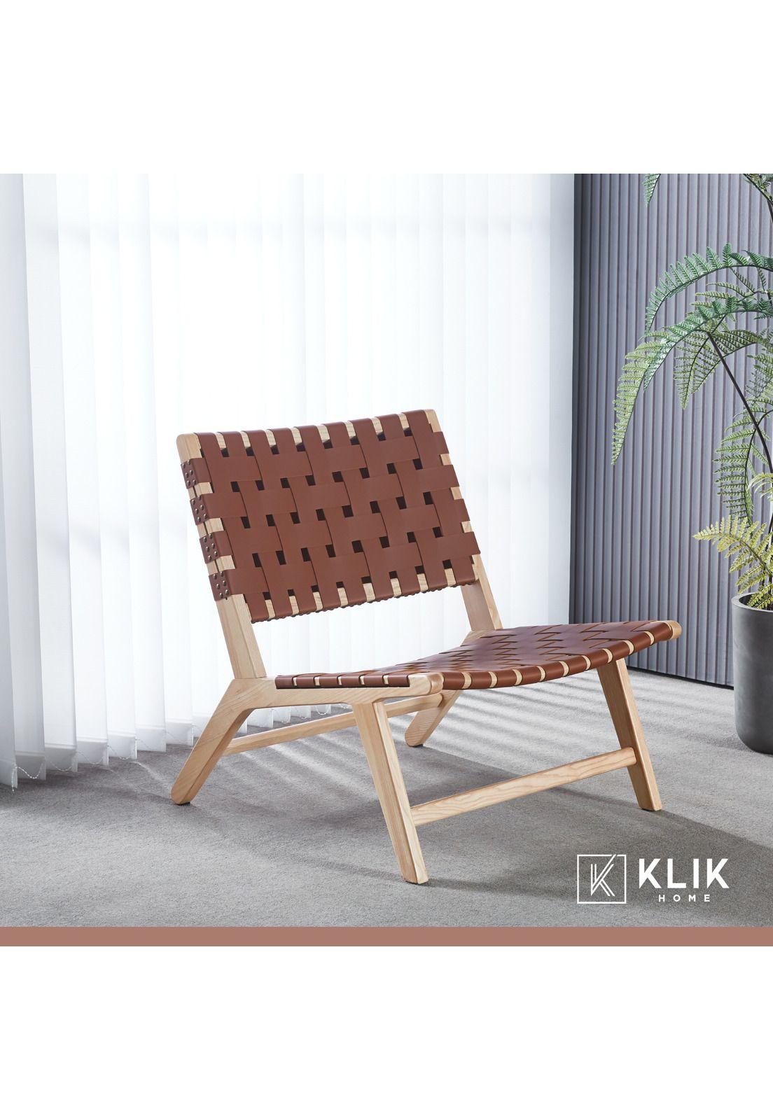 Butaca sitial Austral de madera y cuero-7