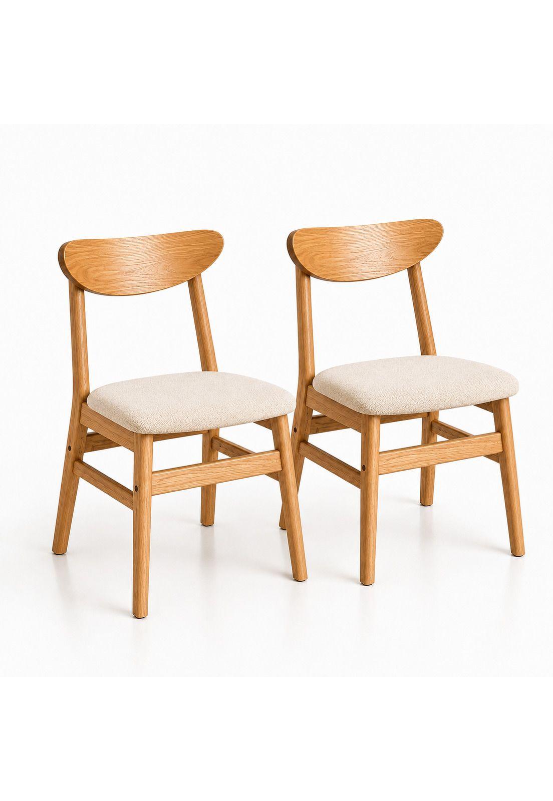 Pack de 2 Sillas de Comedor Sinkro - Madera clara asiento Beige-0