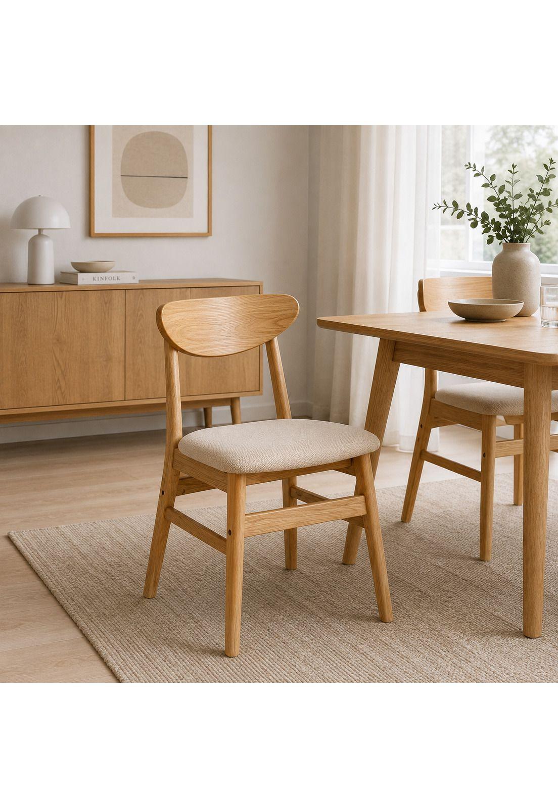 Pack de 2 Sillas de Comedor Sinkro - Madera clara asiento Beige-2