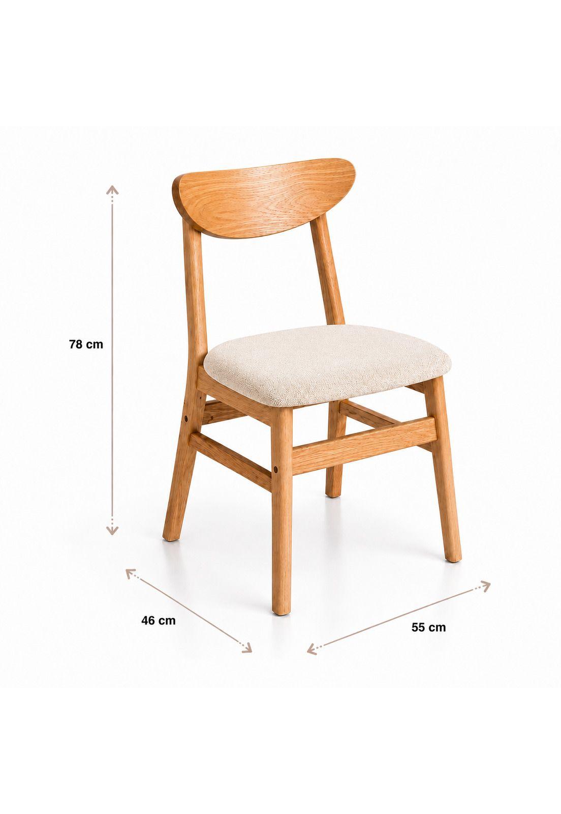 Pack de 2 Sillas de Comedor Sinkro - Madera clara asiento Beige-3