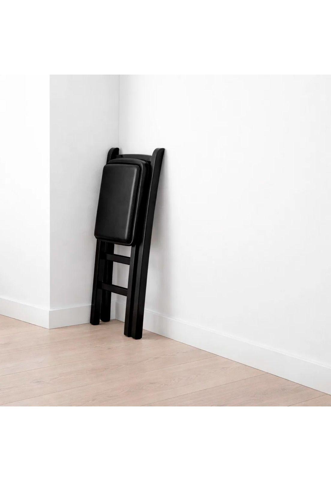 Silla Industrial Plegable con Marco Negro y Tapizado Sintético-2