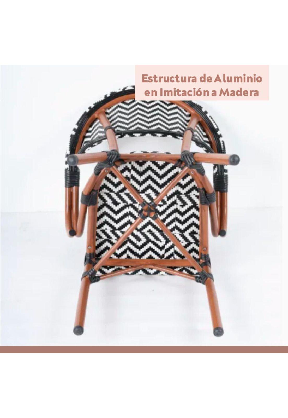 Pack de 4 Sillas Bistro Parisina Textileno enrejado con reposabrazos - Blanca con negro-6