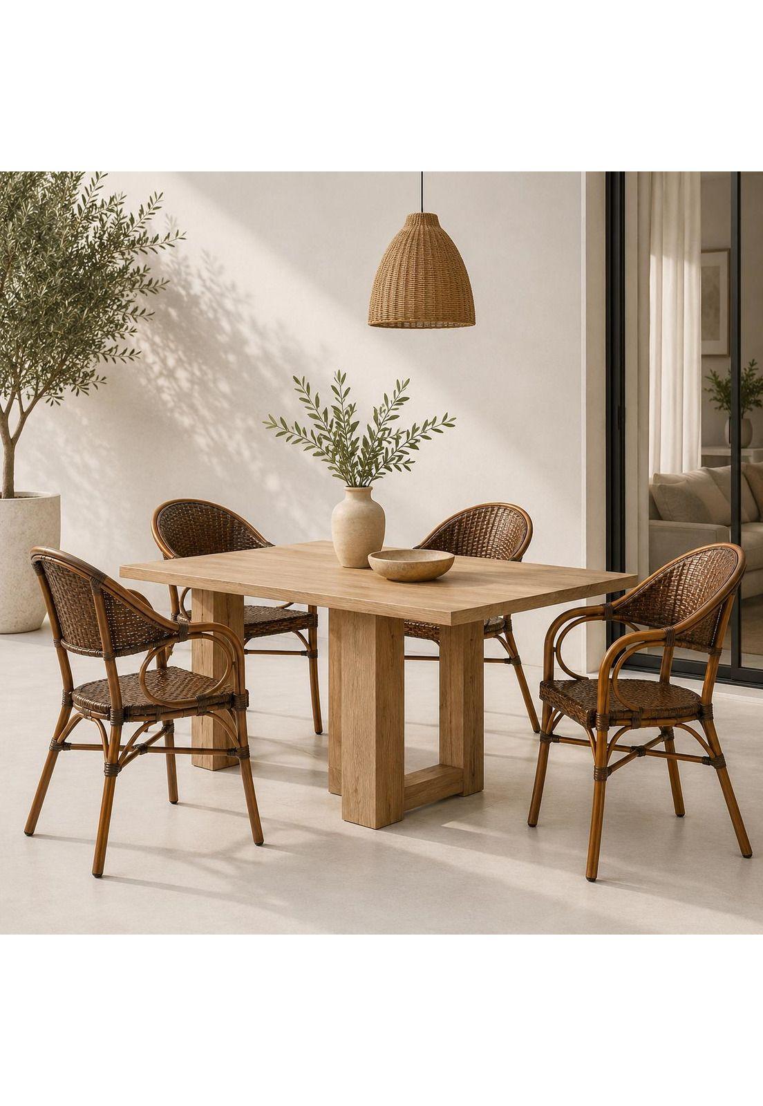 Pack de 4 Sillas Bistro Parisina Rattan con reposabrazos Jolie - Café Oscuro-2