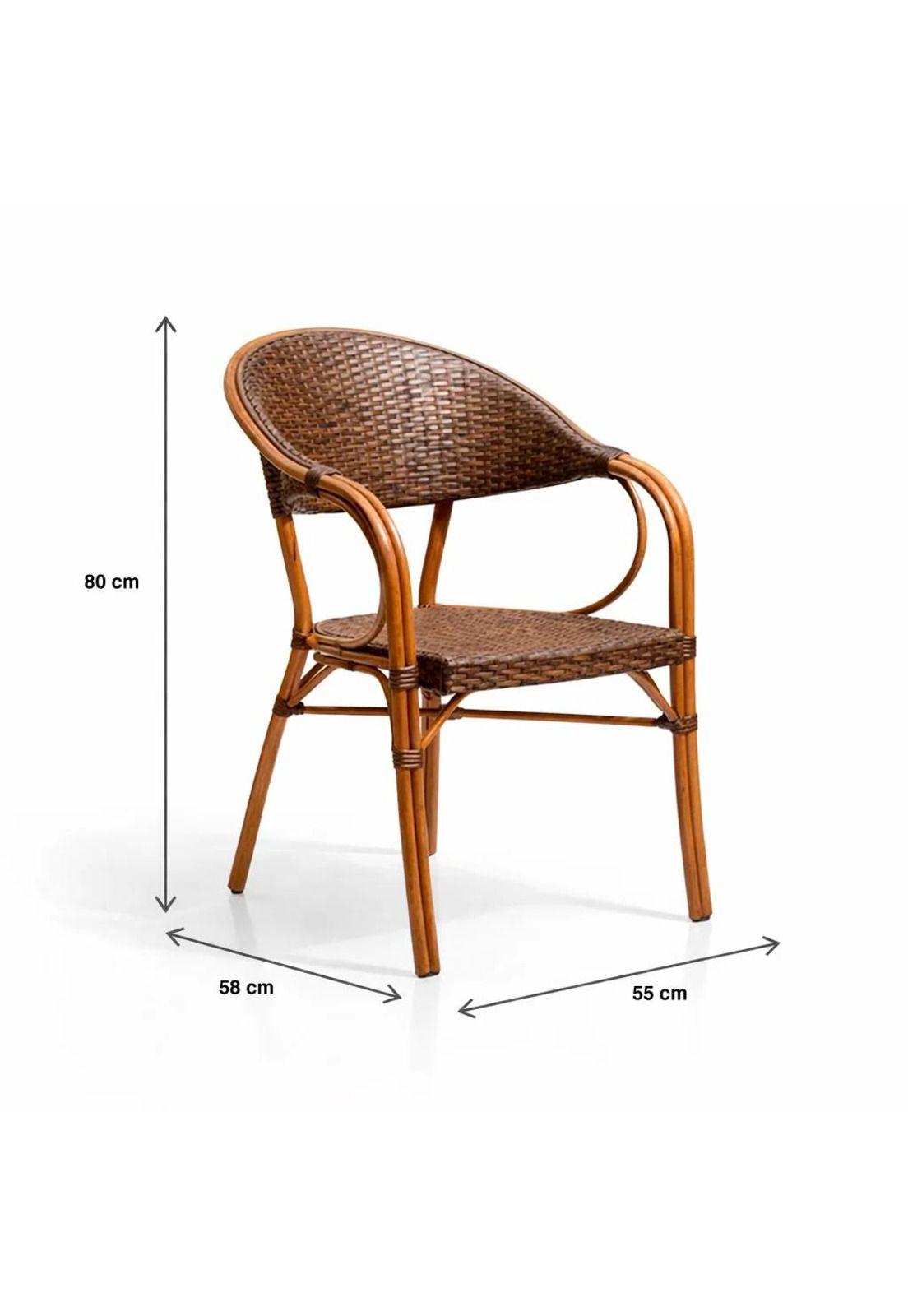 Pack de 4 Sillas Bistro Parisina Rattan con reposabrazos Jolie - Café Oscuro-3