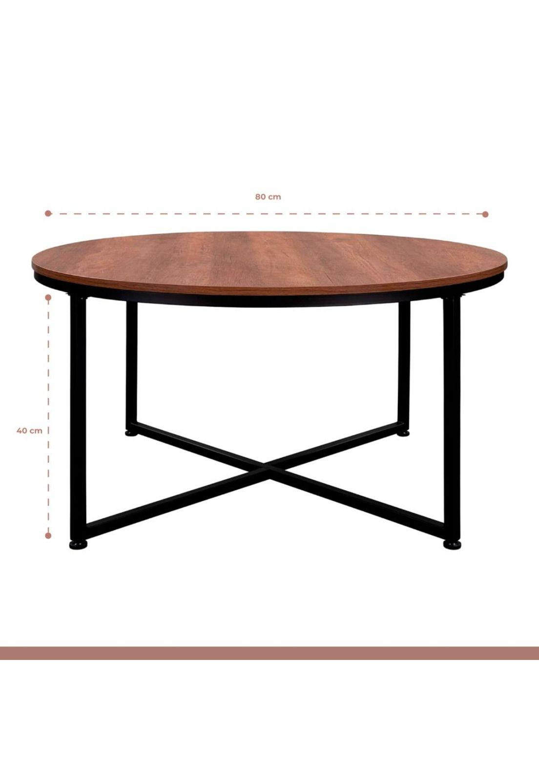 Mesa de centro 80cm redonda - Madera Oscura Walnut-3