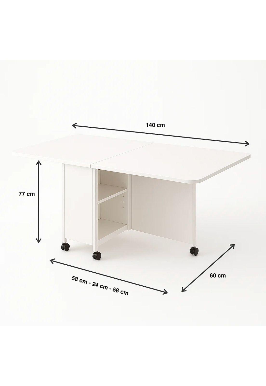 Mesa de comedor plegable extendible blanca 140x60cm-3