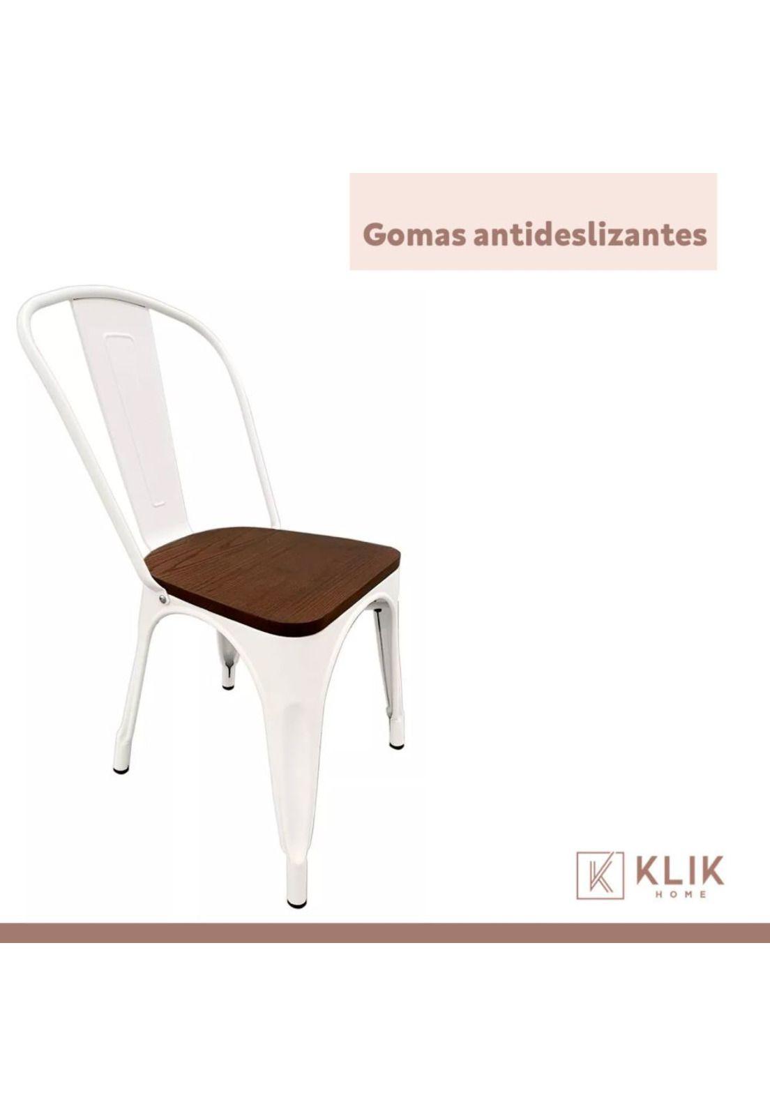 Pack de 4 sillas Tolix con asiento de Madera Oscura Walnut - Blancas-4