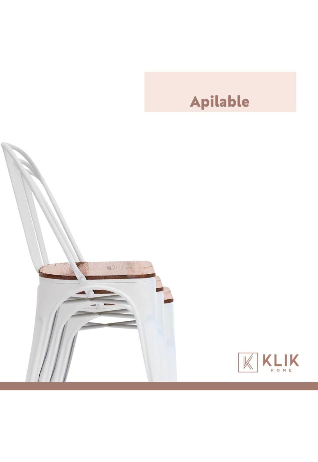 Pack de 4 sillas Tolix con asiento de Madera Oscura Walnut - Blancas-5
