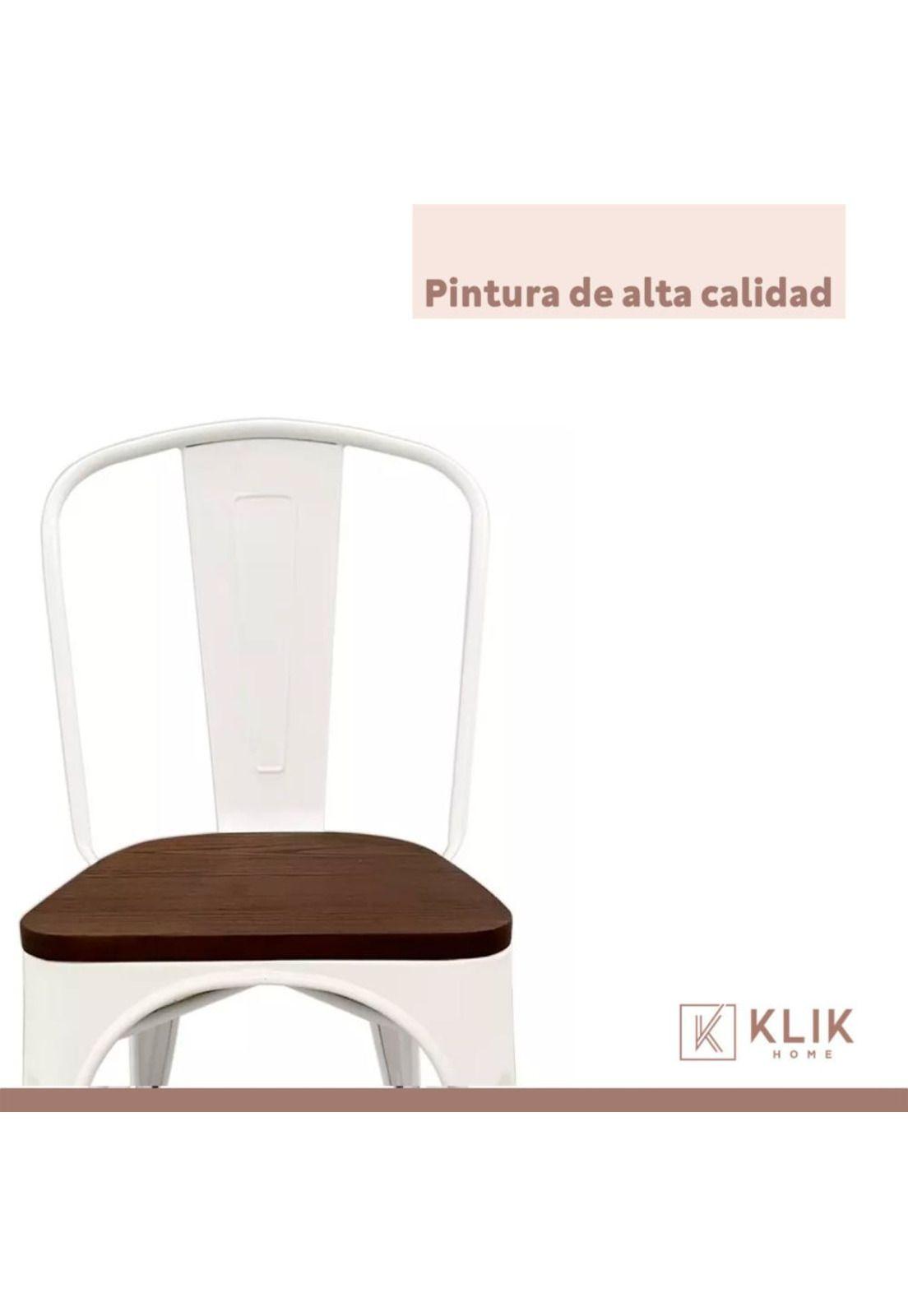 Pack de 4 sillas Tolix con asiento de Madera Oscura Walnut - Blancas-6