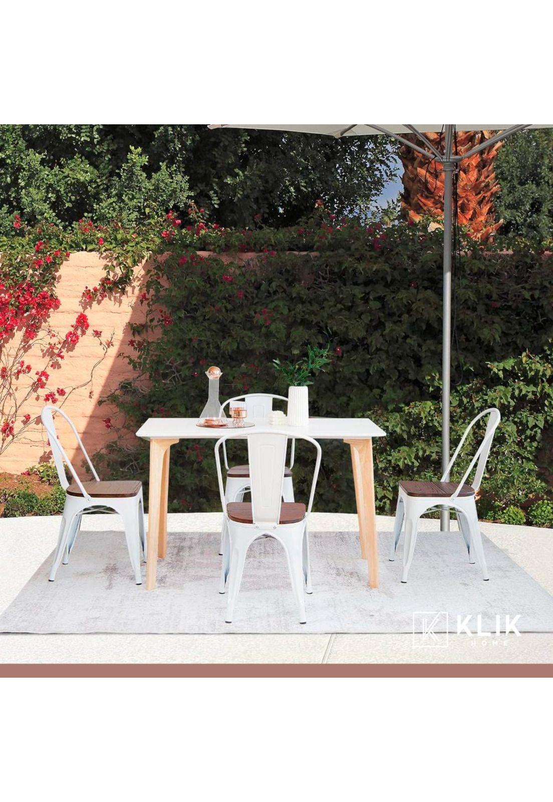 Pack de 4 sillas Tolix con asiento de Madera Oscura Walnut - Blancas-7
