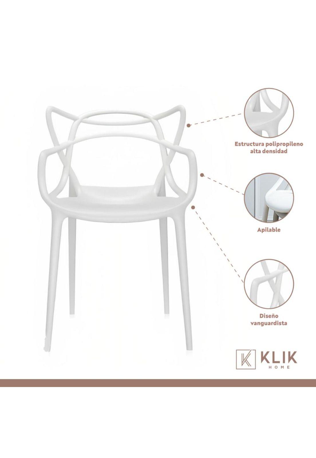 Comedor Tulip Negro 80cm - 4 Sillas Master blancas-3