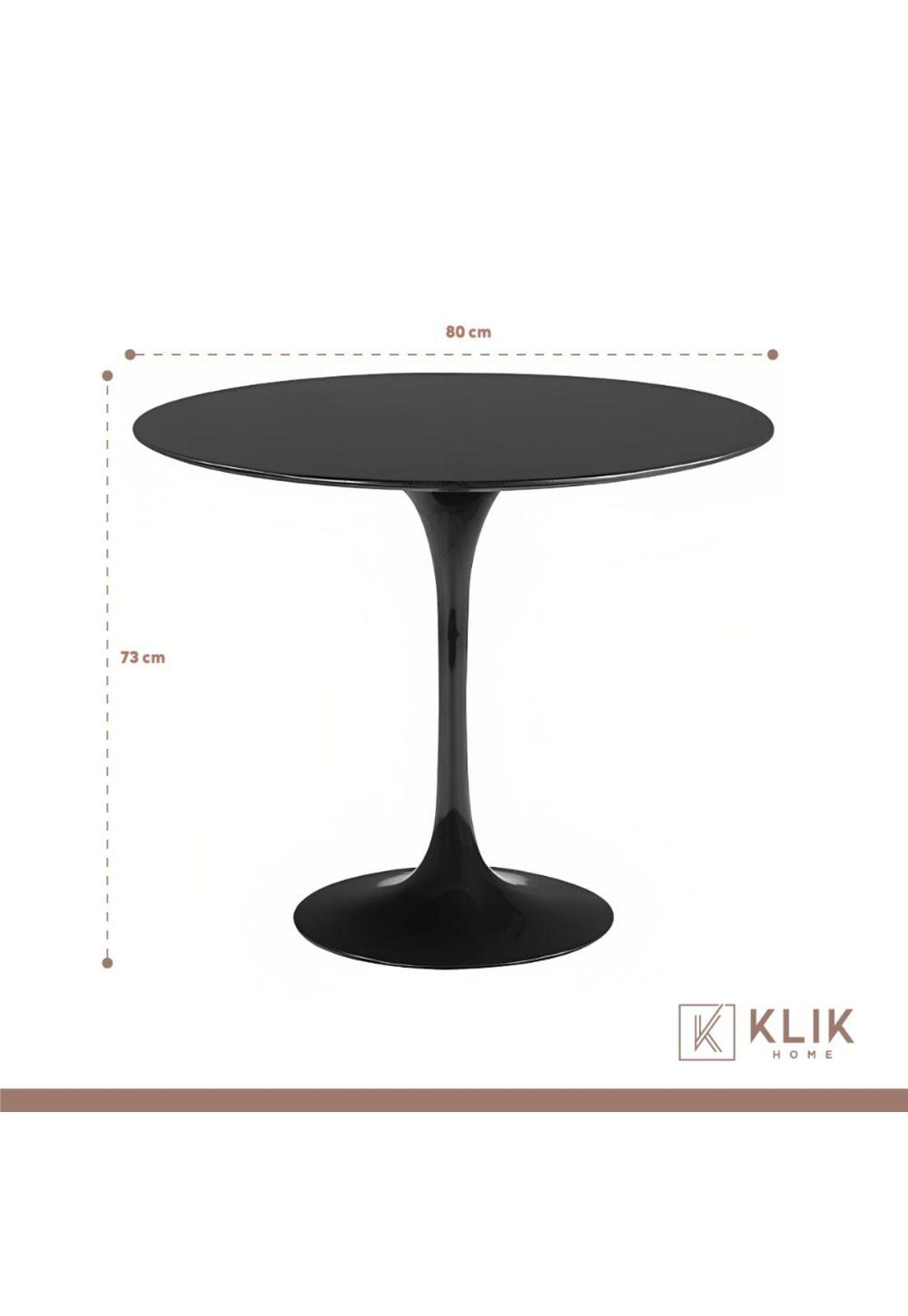 Comedor Tulip Negro 80cm - 4 Sillas Master blancas-4