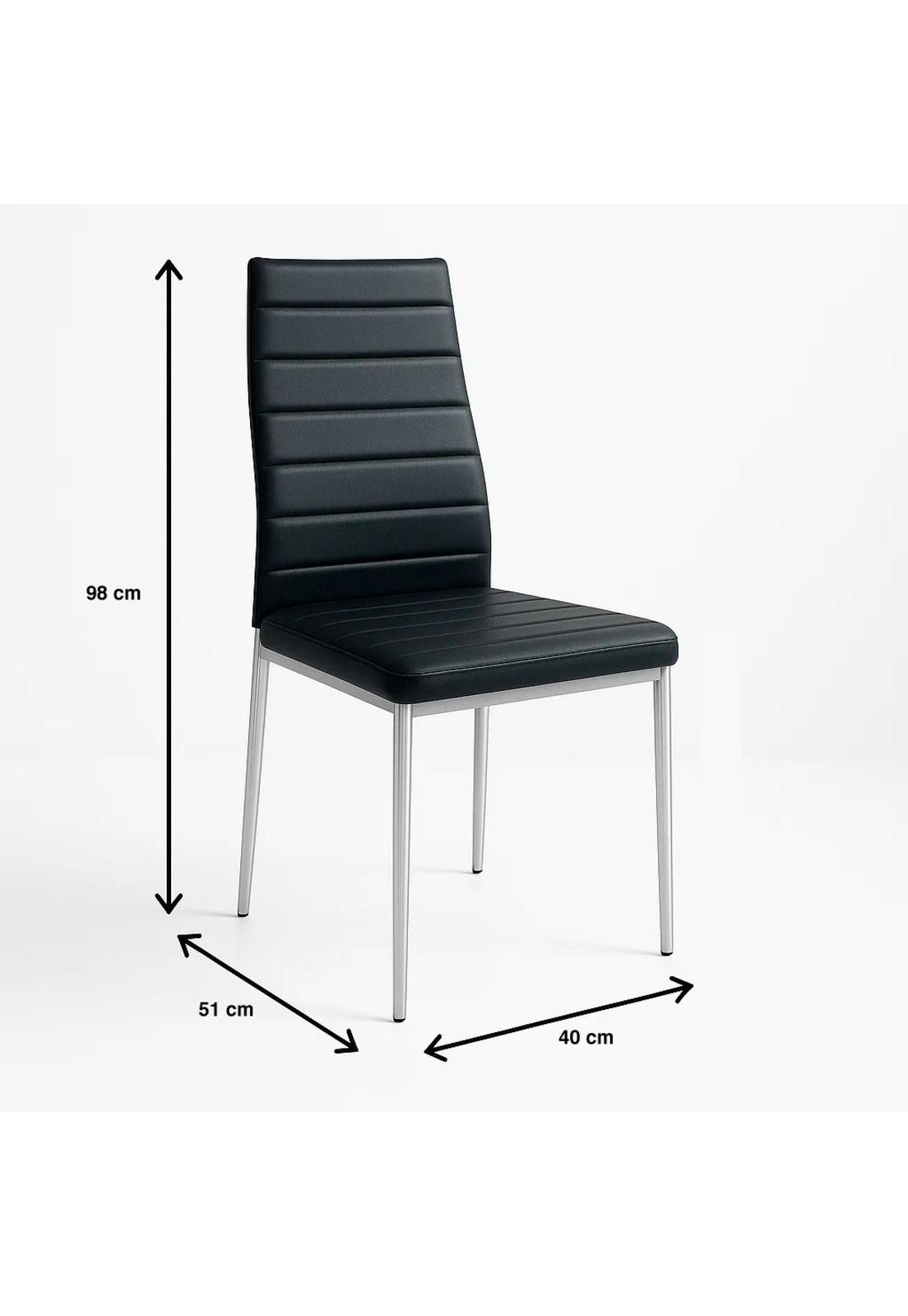Silla Dining Acolchada Liana con patas cromadas - Negra-3