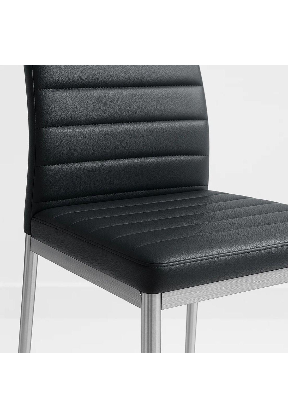 Silla Dining Acolchada Liana con patas cromadas - Negra-5