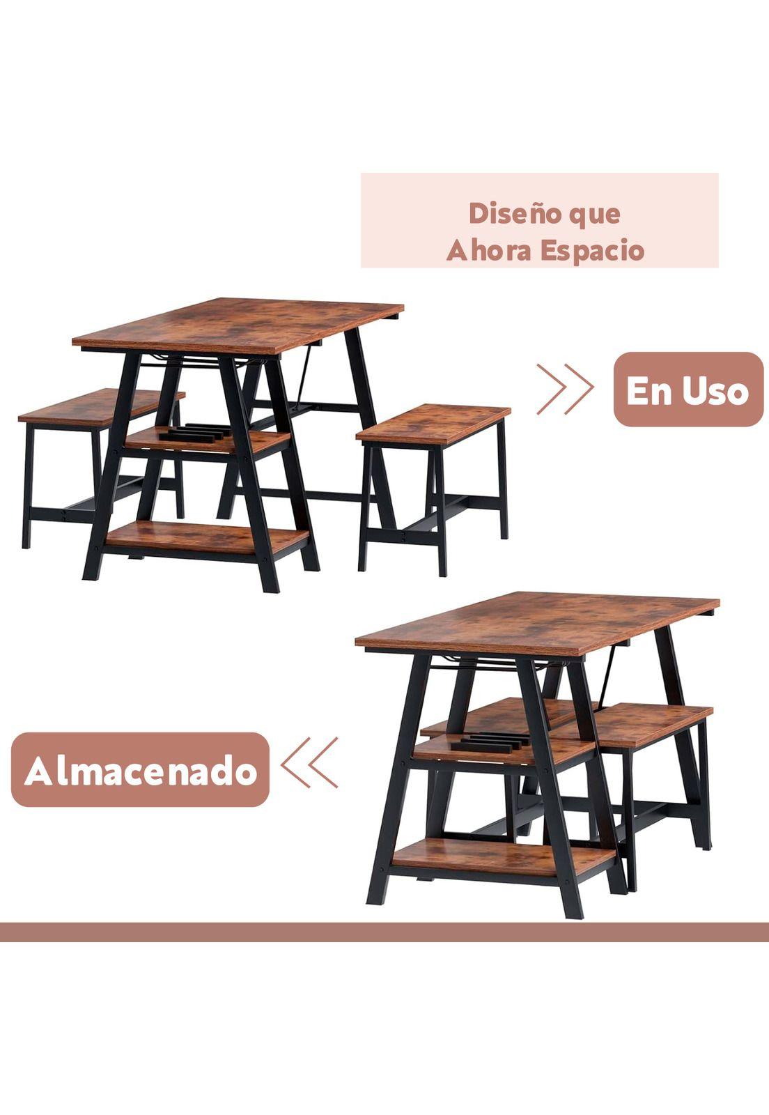 Comedor industrial con repisas y banquetas-6