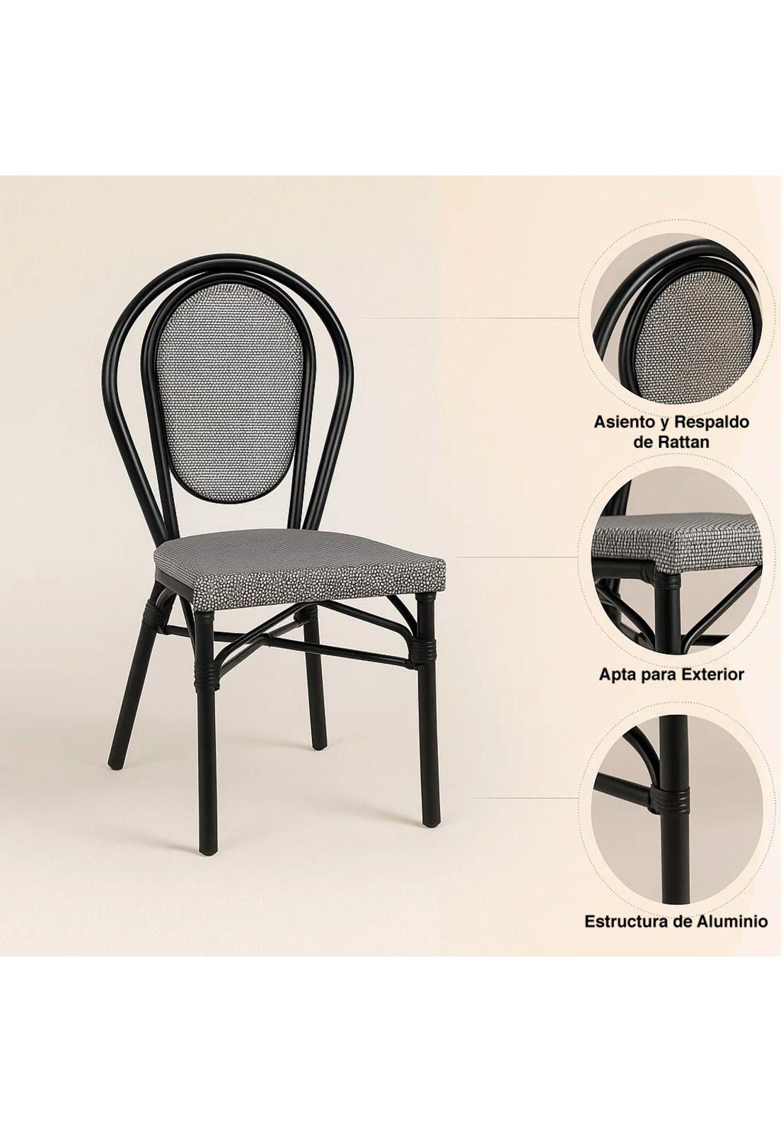 Silla Provence Parisina Rattan - Gris Claro-4