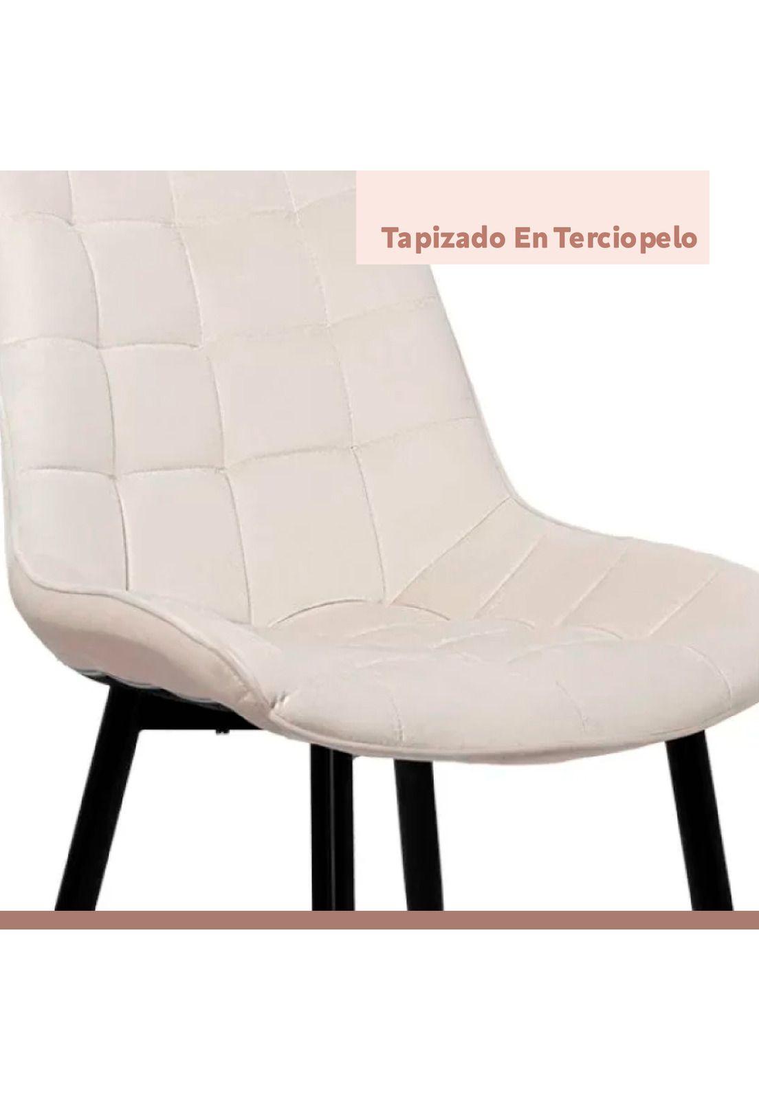 Comedor Mesa Vidrio Rectangular 120x80 + 6 Silla Macron Terciopelo - Beige-7