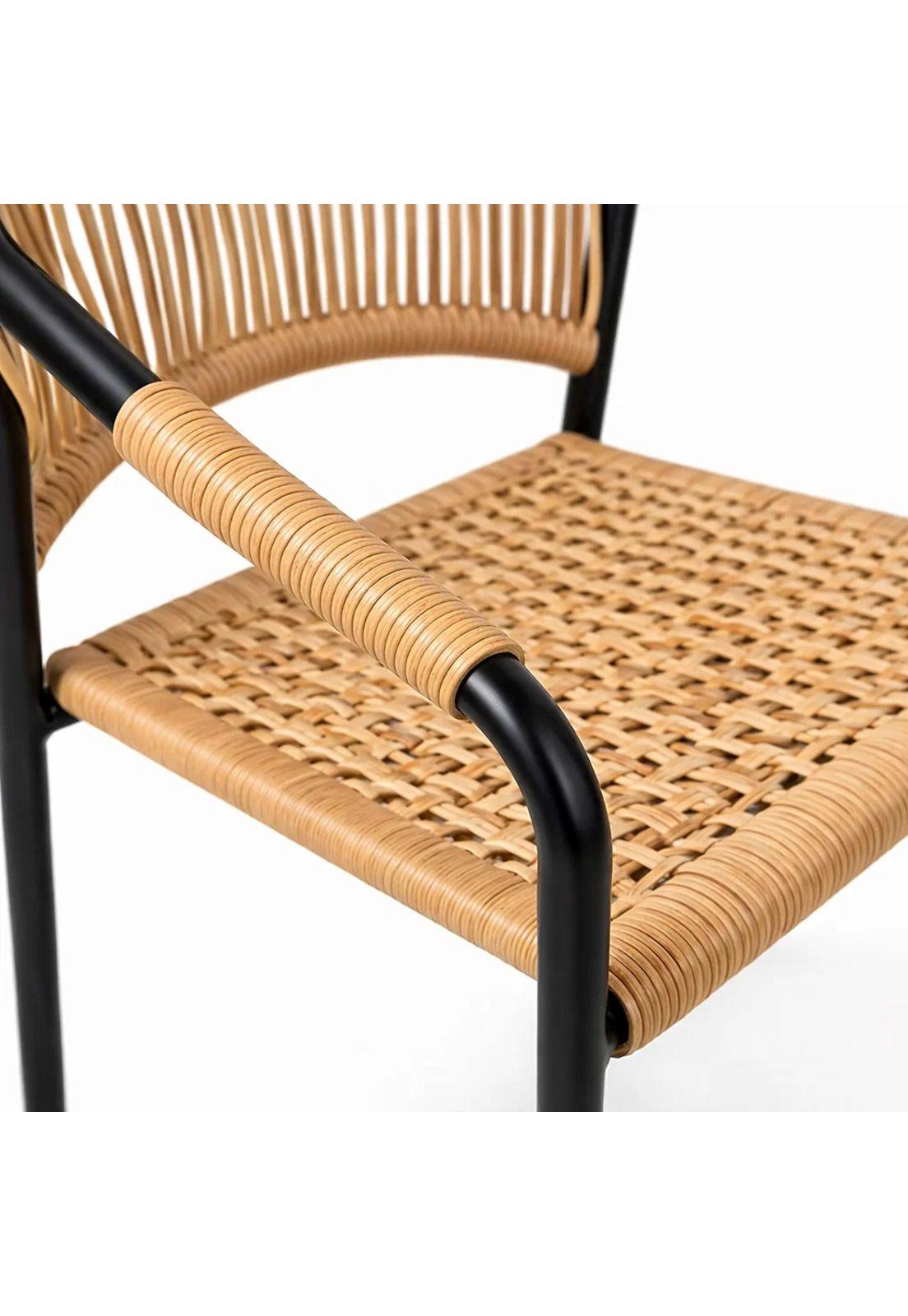 Silla FLET - Estructura Negra con Respaldo Encordado Beige-5