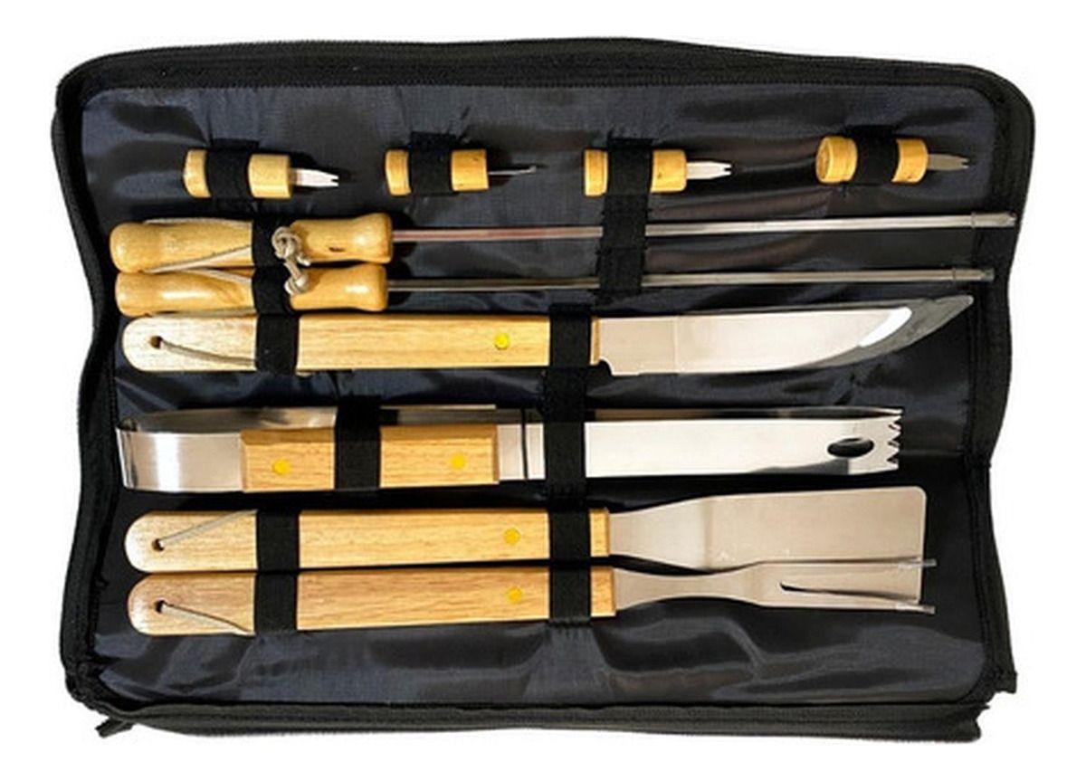 Set Parrillero 10 Herramientas Con Bolso Kit Asado - Norplat-2