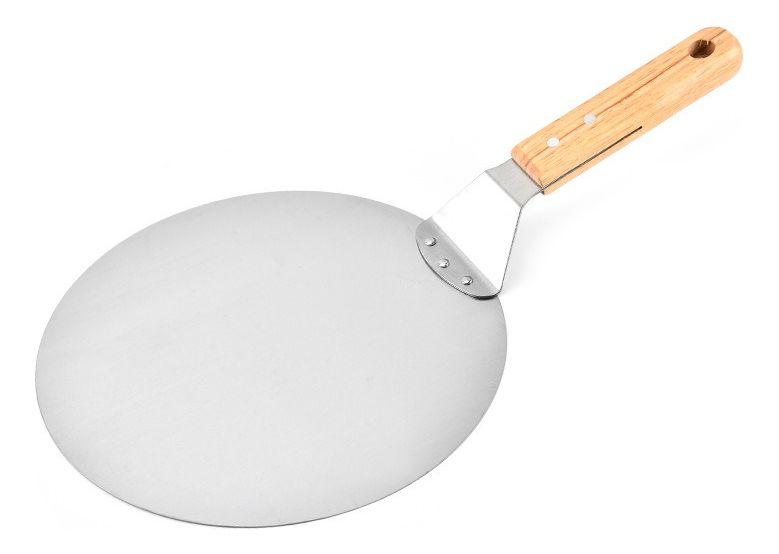 Pala De Pizza Redonda 30 Cm Acero Inox Con Mango De Madera - Norplat-2