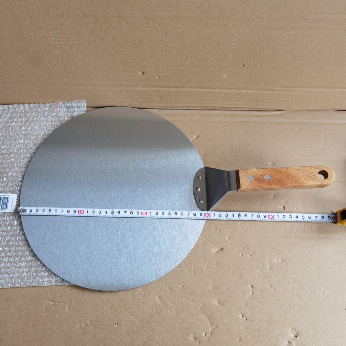 Pala De Pizza Redonda 30 Cm Acero Inox Con Mango De Madera - Norplat-4