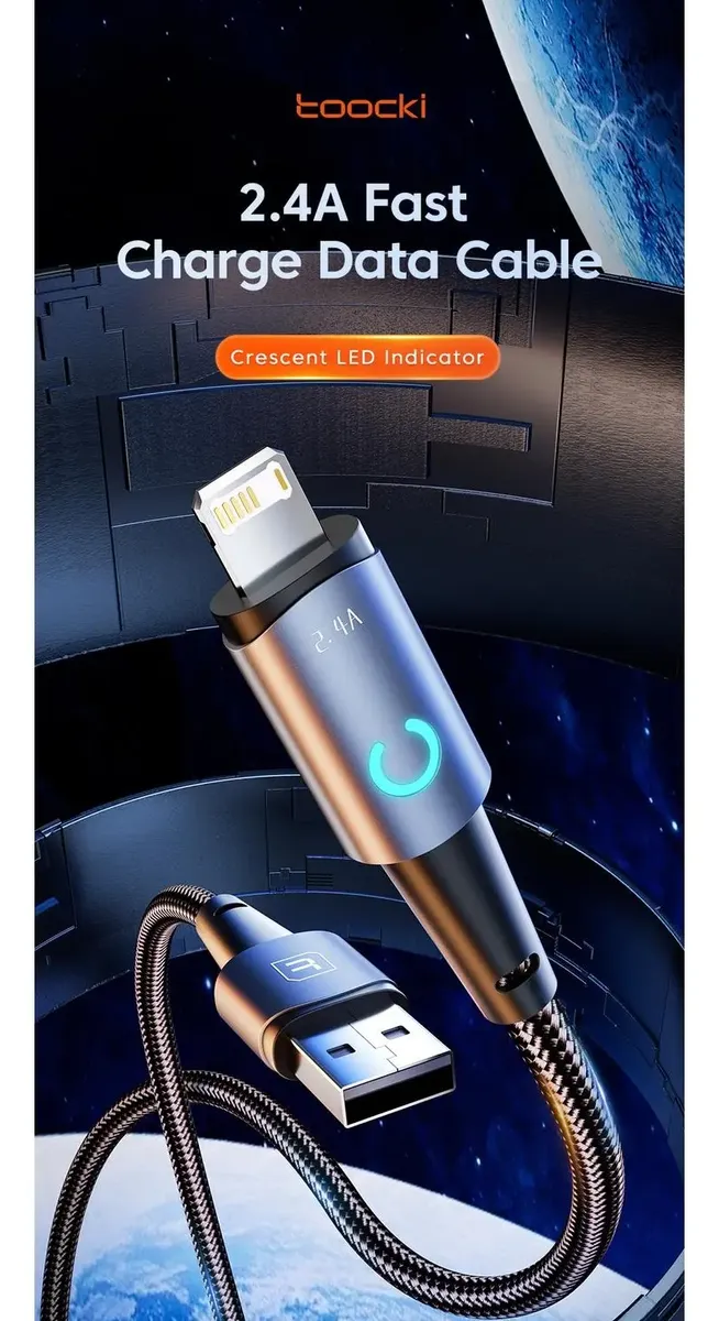 Cable Usb Para iPhone 2.4a 2 Metros Carga Rapida - Toocki - Norplat-3