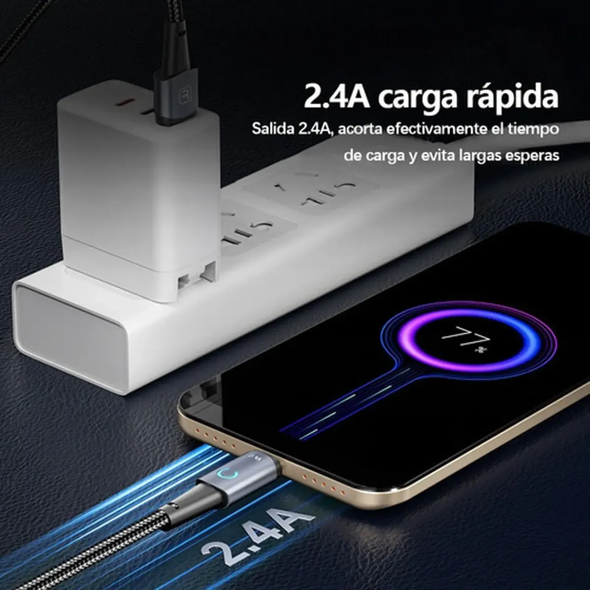 Cable Usb Para iPhone 2.4a 2 Metros Carga Rapida - Toocki - Norplat-7