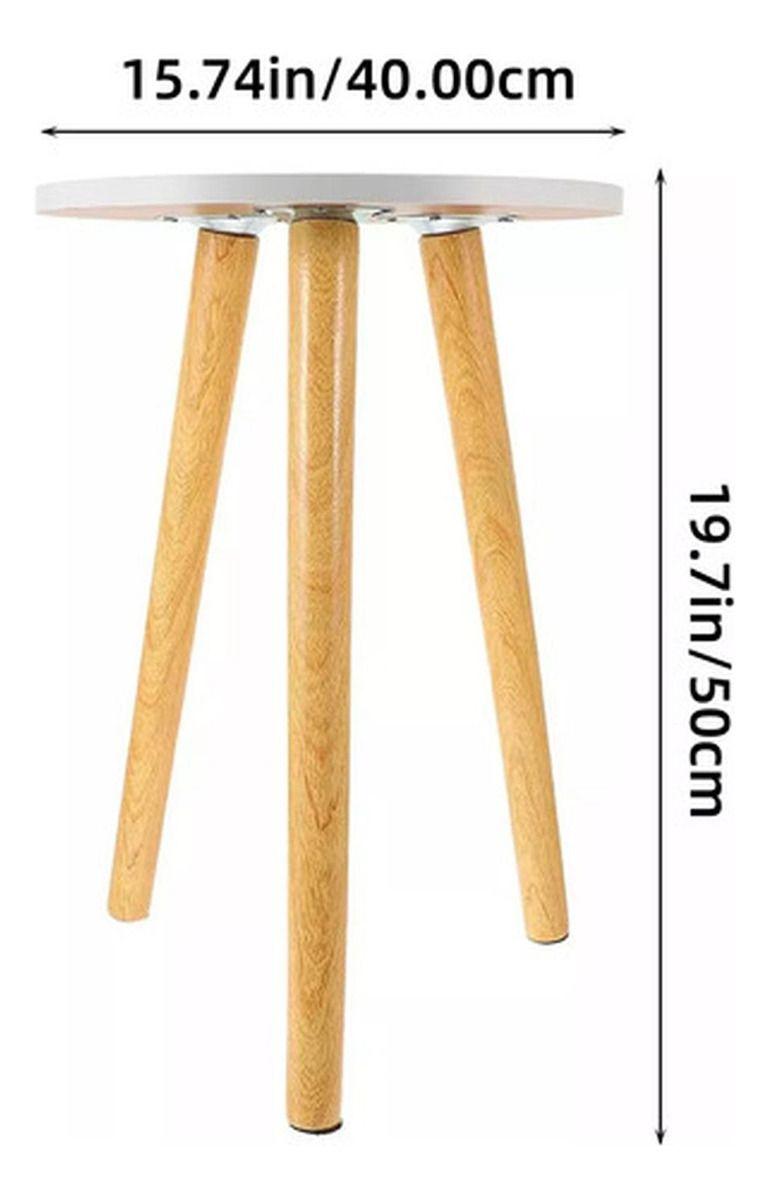 Mesa Centro Madera Norplat 50cm Redonda Minimalista Nordica Blanco-3