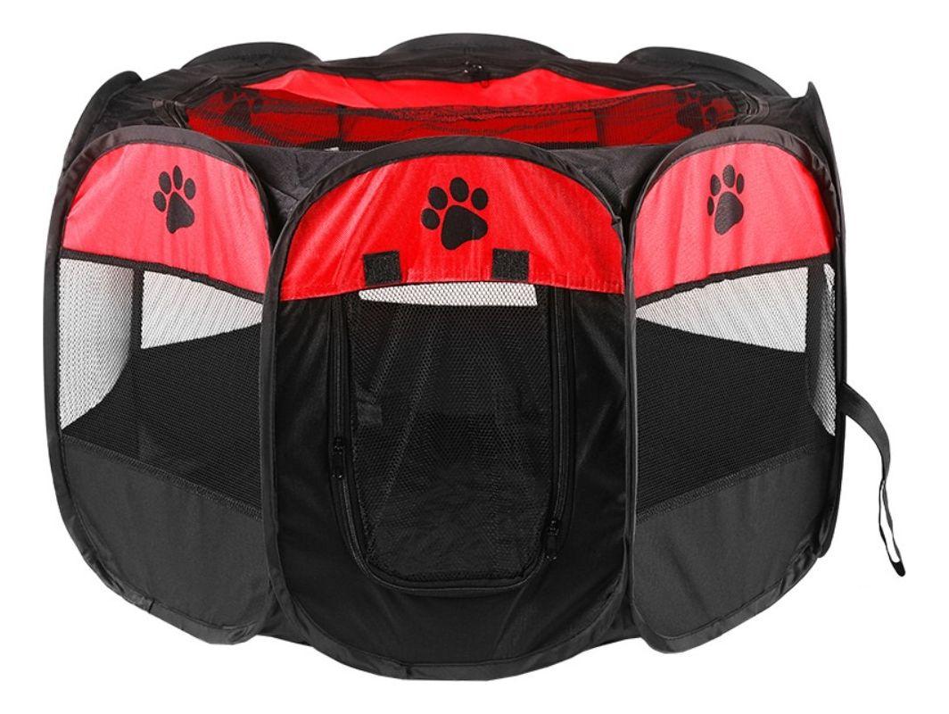 Corral Para Mascotas Talla Xl Jaula De Perros Gatos Conejos Rojo/negro Bicolor - Norplat-3