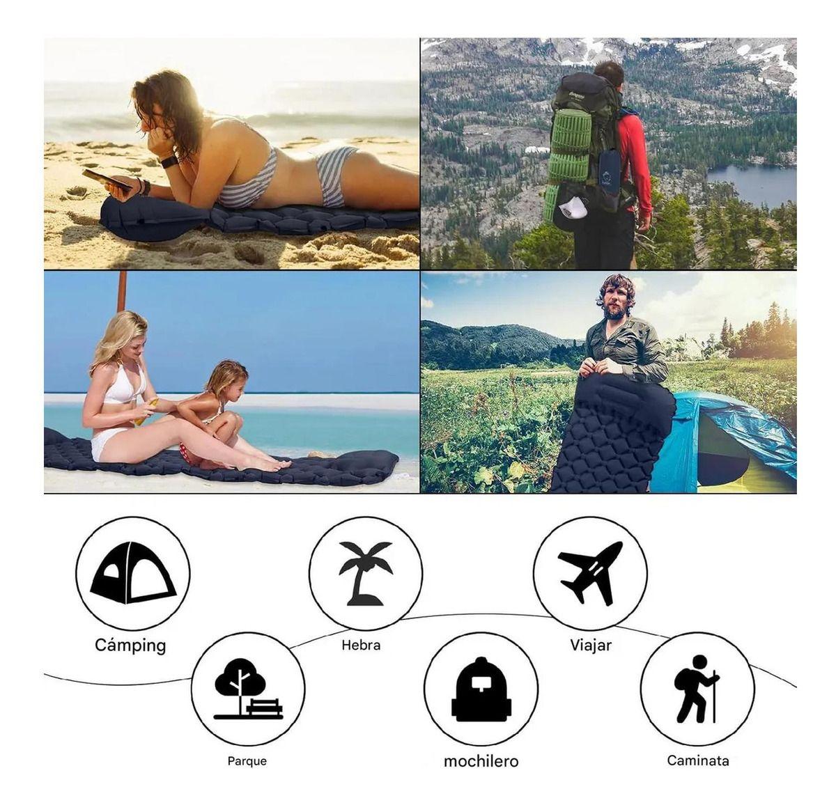 Colchoneta Inflable Plegable Norplat - Acampar Y Senderismo Azul Oscuro-4