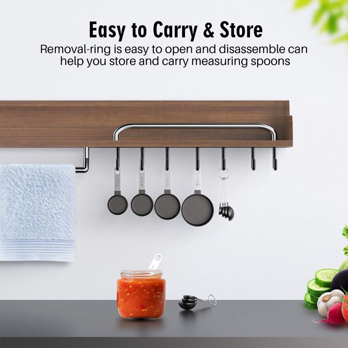4 Cucharas + 4 Tazas Medidora Mango Acero Inoxidable Norplat-3