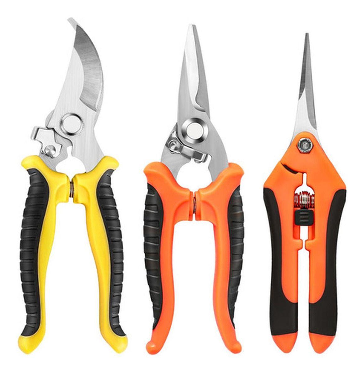 3 Tijeras Podadoras Norplat - Tijeron Poda Acero Inoxidable - Multicolor-0