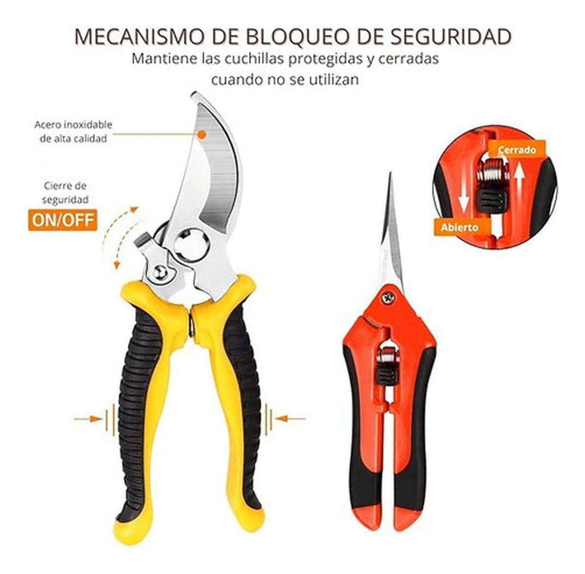 3 Tijeras Podadoras Norplat - Tijeron Poda Acero Inoxidable - Multicolor-2