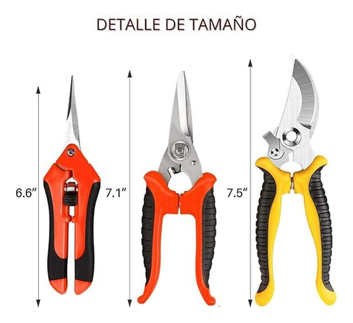 3 Tijeras Podadoras Norplat - Tijeron Poda Acero Inoxidable - Multicolor-3