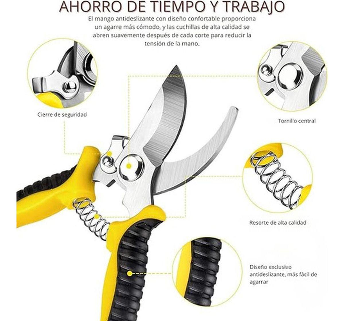 3 Tijeras Podadoras Norplat - Tijeron Poda Acero Inoxidable - Multicolor-7