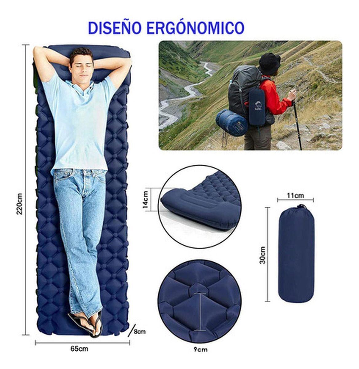 Colchoneta Inflable Plegable Norplat - Acampar Y Senderismo Azul-2