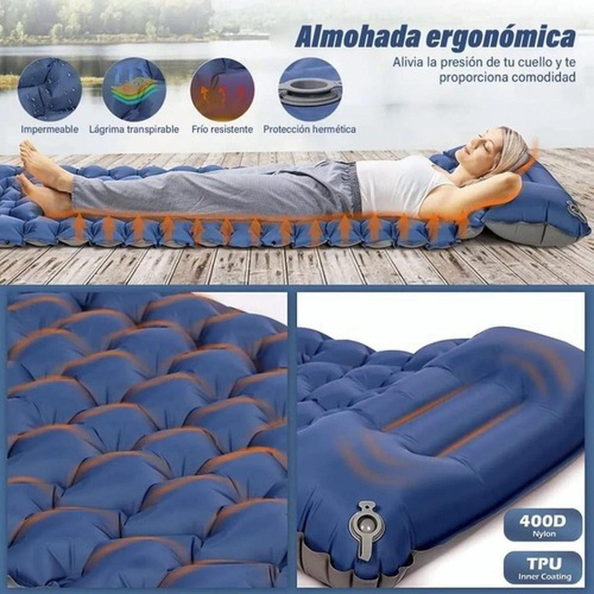 Colchoneta Inflable Plegable Norplat - Acampar Y Senderismo Azul-5