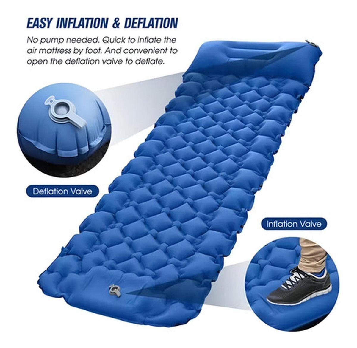 Colchoneta Inflable Plegable Norplat - Acampar Y Senderismo Azul-8