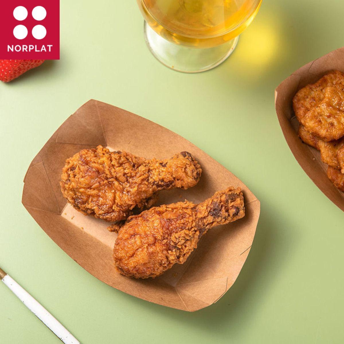 Set 100 Bandeja Kraft Porta Completos Cartón 750cc - Norplat-2
