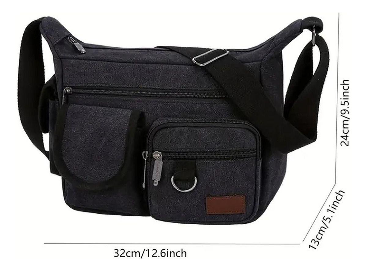 Bandolera Maletin Hombre Grande Capacidad Bolsillos Norplat Negro-2