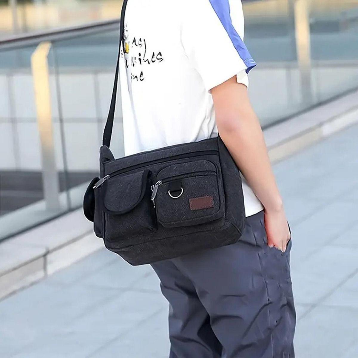 Bandolera Maletin Hombre Grande Capacidad Bolsillos Norplat Negro-7