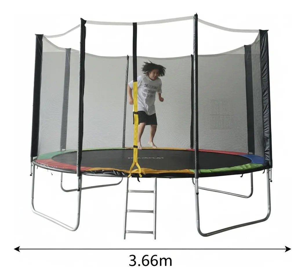 Cama Elástica Norplat Para Niños 12pies 3.66mt Con Escalera Negro Multicolor-2