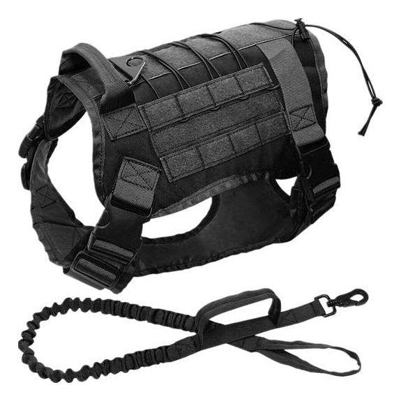 Arnés Táctico Perro Tipo Coraza Militar Nylon 1000D Con Correa-0