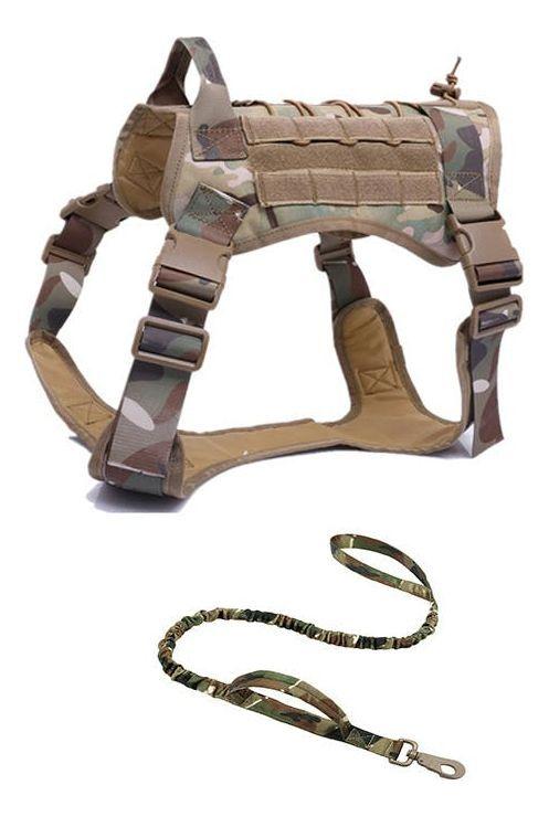 Arnés Táctico Perro Tipo Coraza Militar Nylon 1000D Con Correa-0