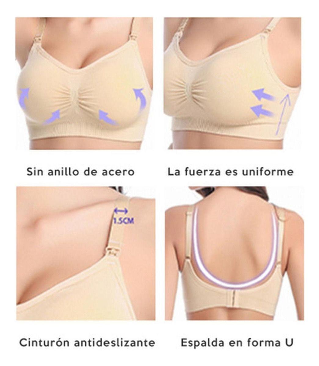 4 Sostenes Maternal Lactancia Elasticado Sin Barilla Norplat 2 Negro Y 2 Piel Liso L-7