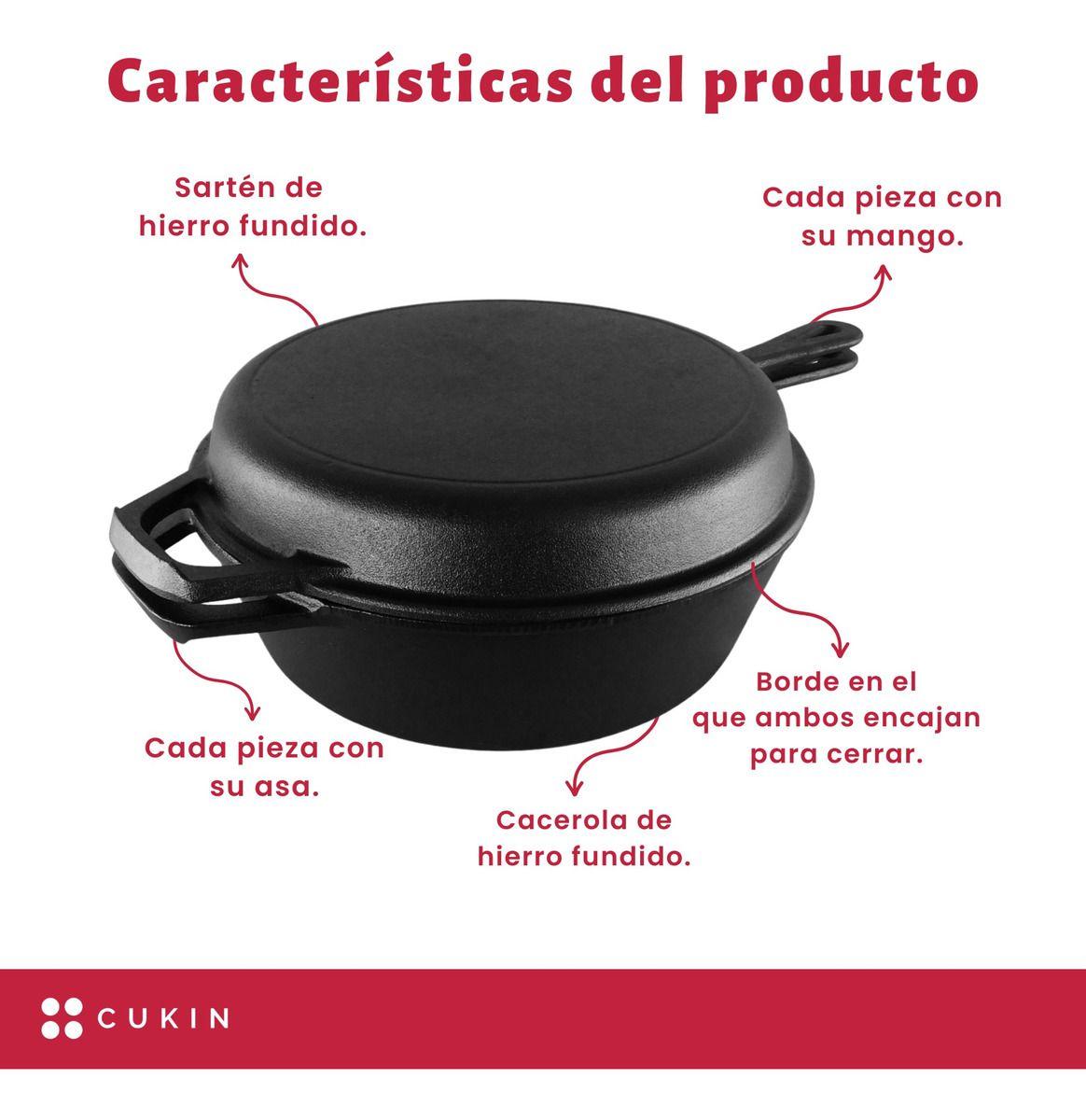 Cacerola + Sartén De Hierro Fundido - Dutch Oven Ø26cmx12 - Norplat-4