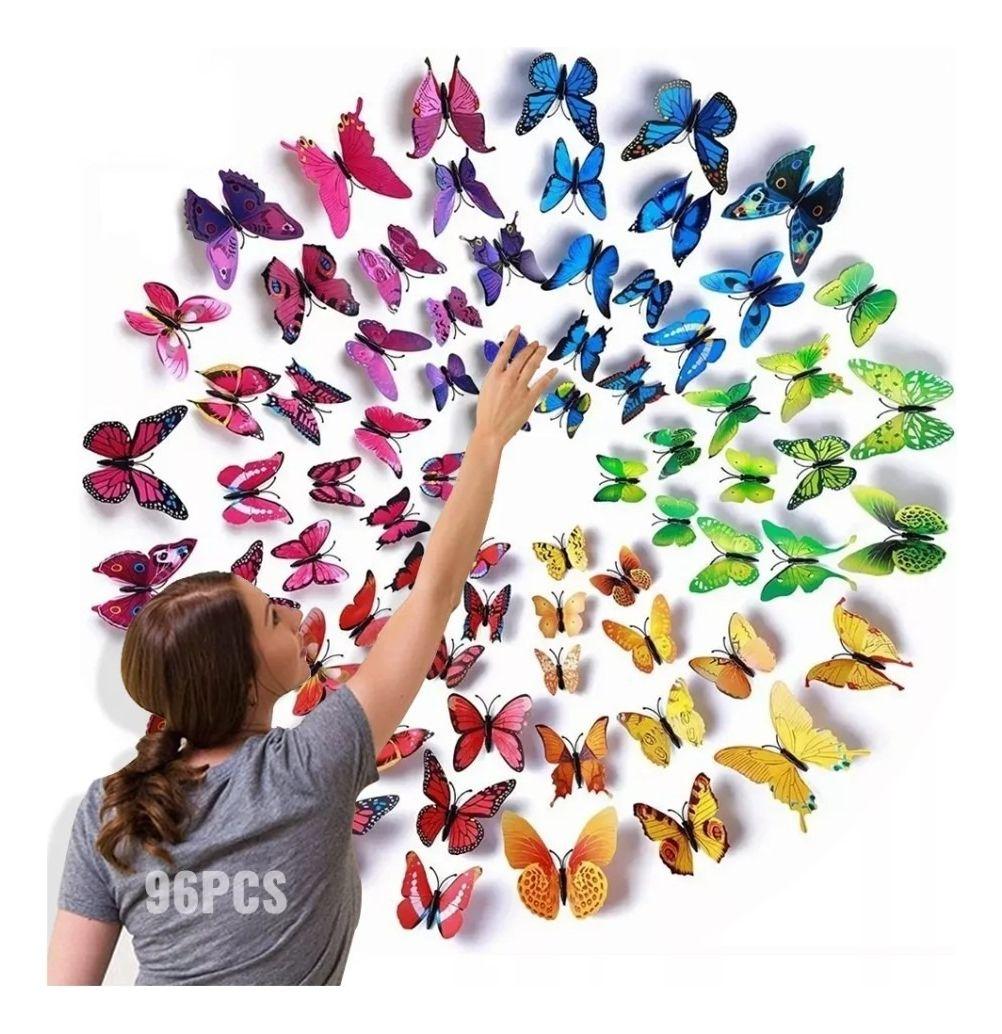 96pcs Mariposas Decorativas Pegatina 3d Calcomanía Etiqueta - Norplat-0