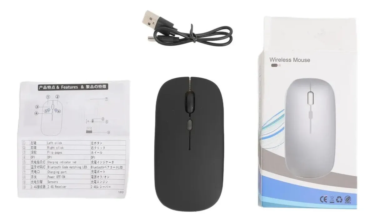 Mouse Bluetooth O Inalámbrico Xusb 2.4g Norplat Recargable Negro-5
